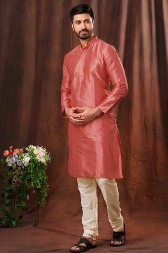 Men's poly jaquard straight gajri kurta set