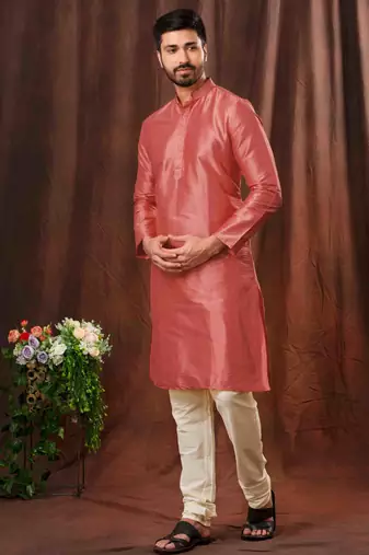 Men's poly jaquard straight gajri kurta set