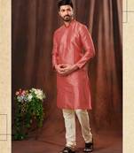 Men's poly jaquard straight gajri kurta set