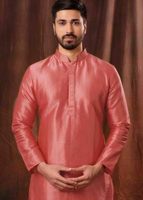 Men's poly jaquard straight gajri kurta set 2