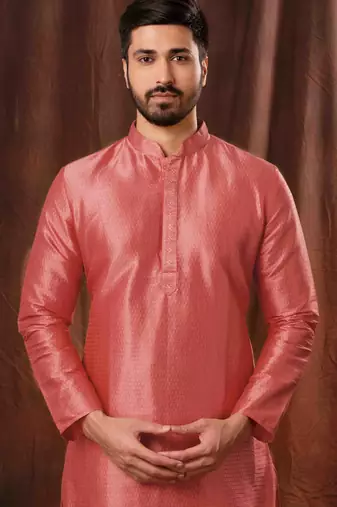 Men's poly jaquard straight gajri kurta set