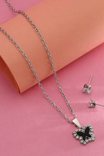 Black color anti tarnish necklace set