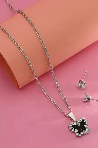 Black color anti tarnish necklace set