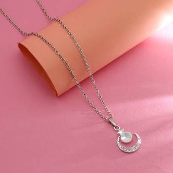 silver rhinestone moon star anti tarnish necklace 1
