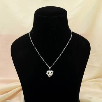 rainbow crystal heart silver chain necklace 2