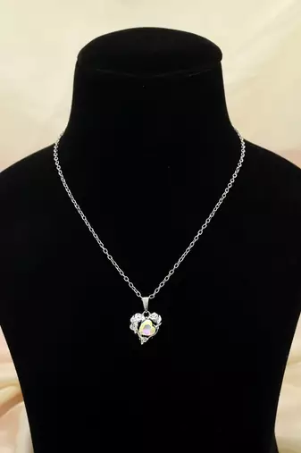 Rainbow color heart shape anti tarnish necklace