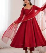 Romansilk chanderi fabric fully flare anarkali,with pant, duppta set