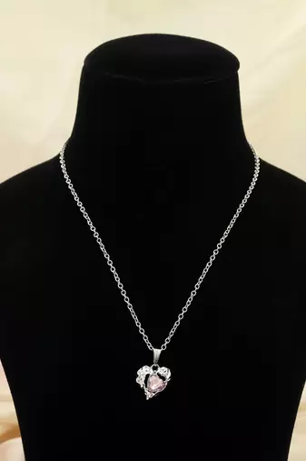 Light pink color heart shape anti tarnish necklace