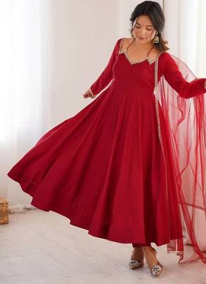 Romansilk chanderi fabric fully flare anarkali,with pant, duppta set 2