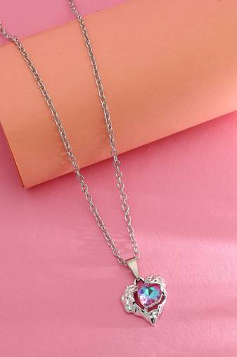 Multi color heart shape anti tarnish necklace
