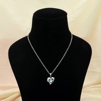 multicolor rhinestone heart silver chain necklace 2