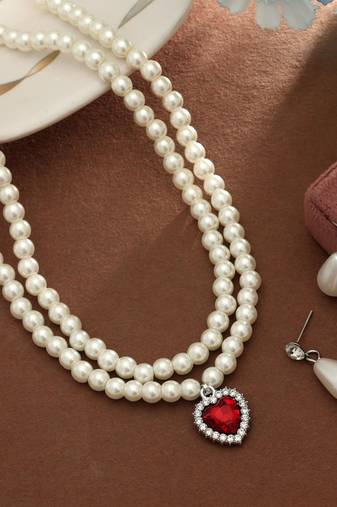 Red color stone necklace set