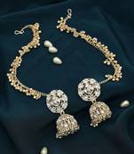 white kundan gold plated jhumka earrings set
