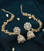 white kundan gold plated jhumka earrings with anklet