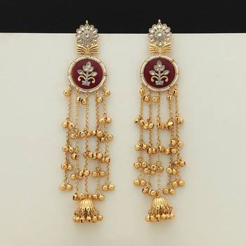 Maroon color long kasmiri earrings 2