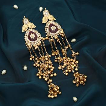 Maroon color long kasmiri earrings 1