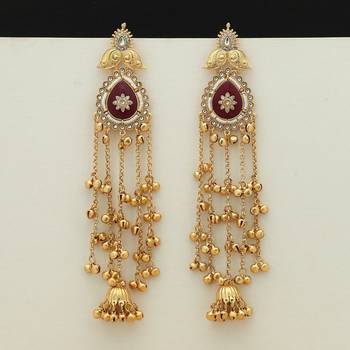 Maroon color long kasmiri earrings 2