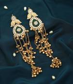 Green color long kasmiri earrings
