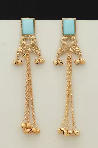 Sky blue color long kasmiri earrings