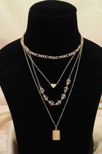 Multi color multi layer chain necklace