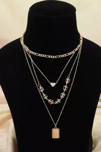 Multi color multi layer chain necklace