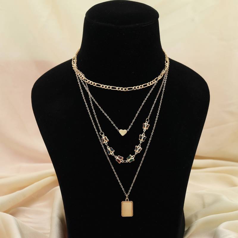 Multi color multi layer chain necklace