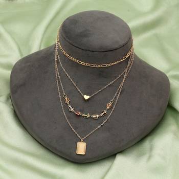 gold layered butterfly charm chain necklace 2
