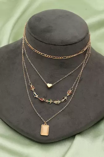 Multi color multi layer chain necklace