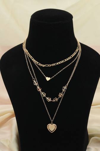 Multi color multi layer chain necklace