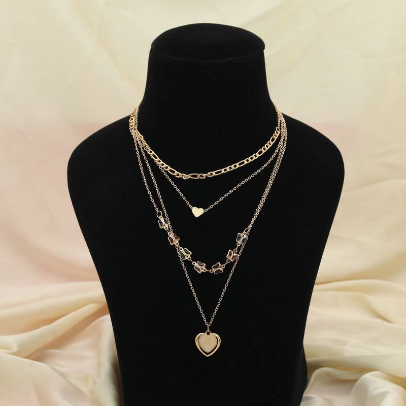 Multi color multi layer chain necklace