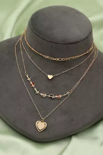 Multi color multi layer chain necklace