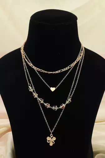 Multi color multi layer chain necklace