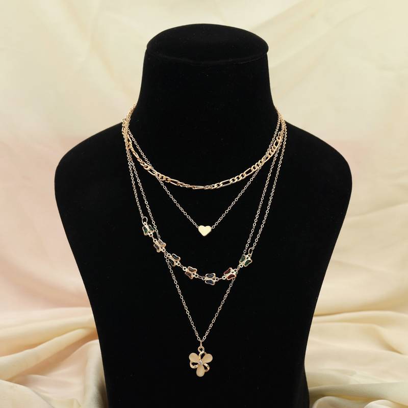 Multi color multi layer chain necklace