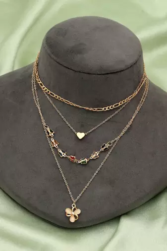 Multi color multi layer chain necklace