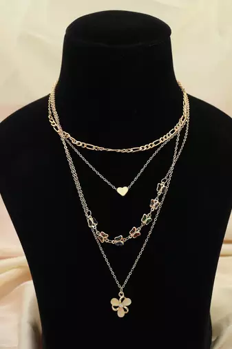 Multi color multi layer chain necklace