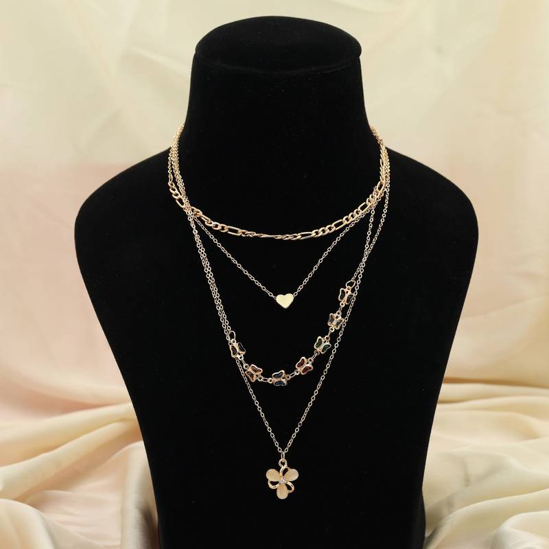 Multi color multi layer chain necklace