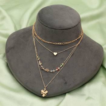 gold plated multi layer charm chain necklace 2