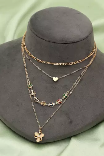 Multi color multi layer chain necklace