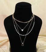 Black color multi layer chain necklace