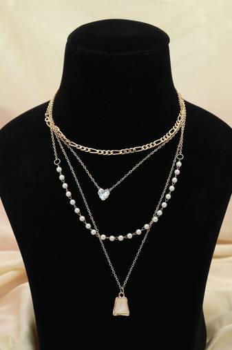 White color multi layer chain necklace