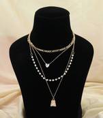 White color multi layer chain necklace