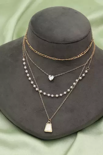 White color multi layer chain necklace