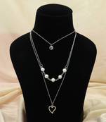 Silver color multi layer chain necklace