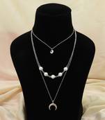 Silver color multi layer chain necklace