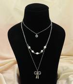 Silver color multi layer chain necklace