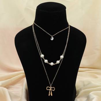 gold finish multi layer necklace with pendant 1