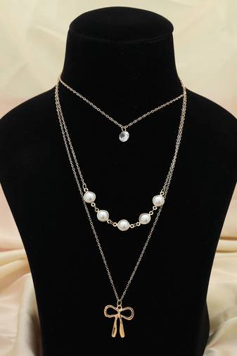 Gold color multi layer chain necklace