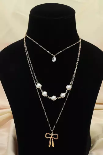 Gold color multi layer chain necklace