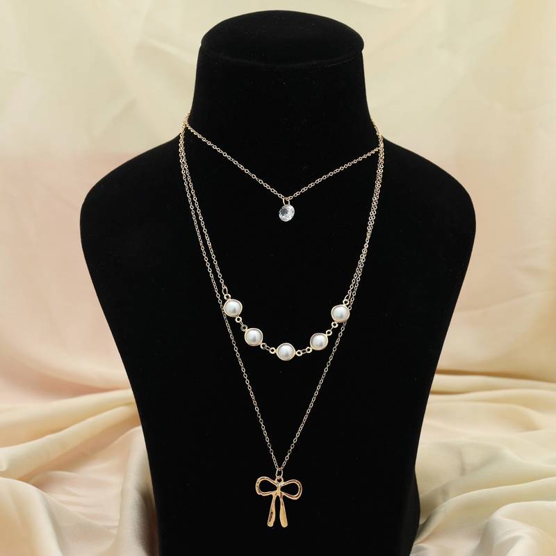 Gold color multi layer chain necklace