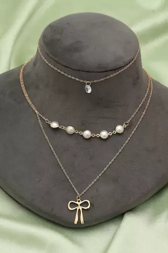 Gold color multi layer chain necklace